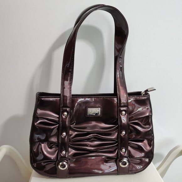 Beijo Classic chocolate brown purse with lustrous pearlescent finish, EUC - Picture 1 of 6